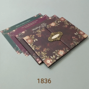 Maroon Gold Royal Wedding Card