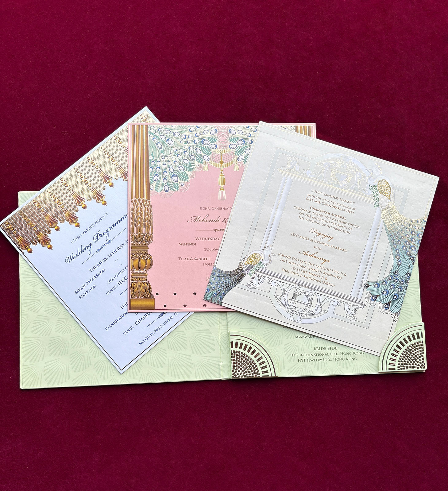 Peacock Crest Ivory Box Invitation - Image 2